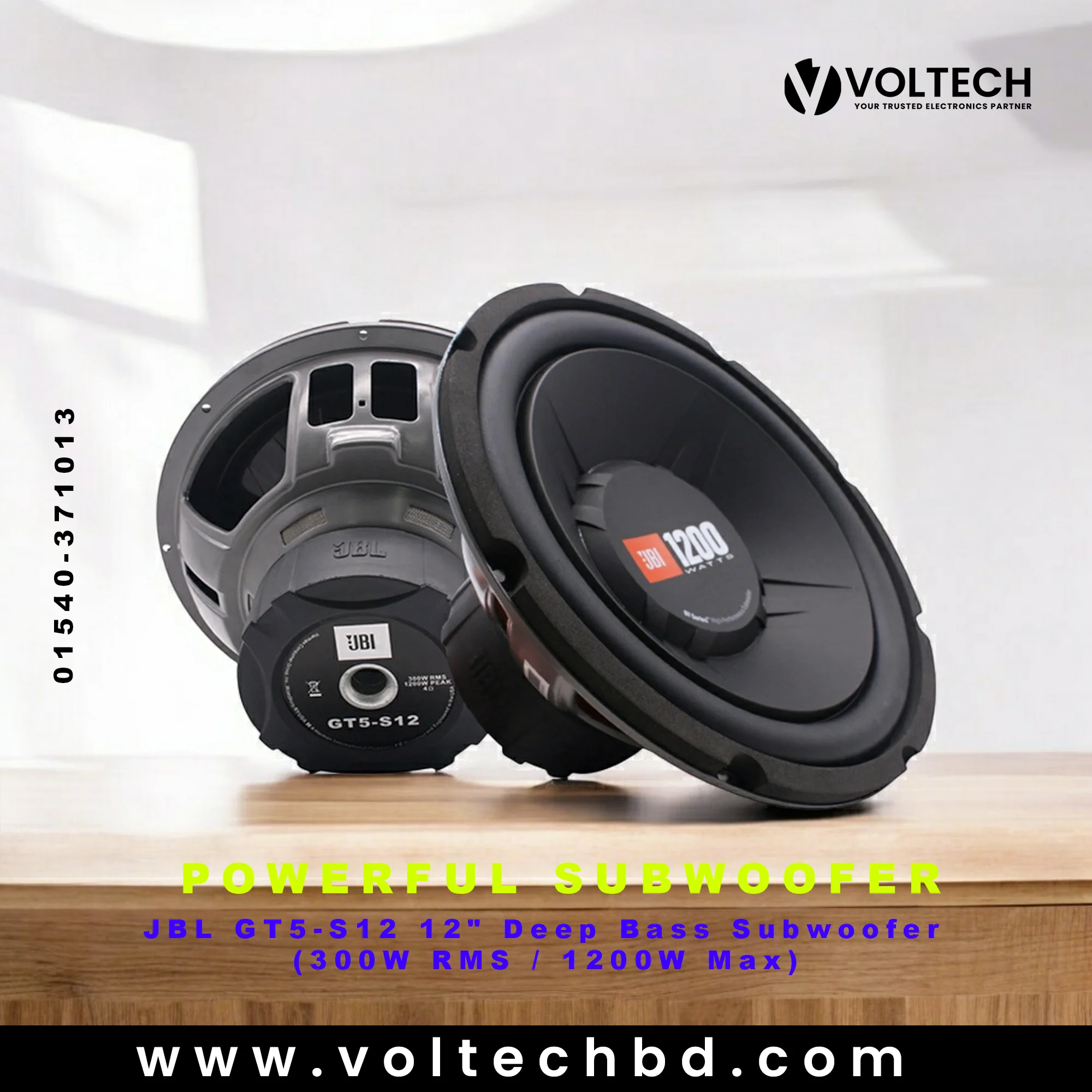 JBL GT5-S12 12" Deep Bass Subwoofer (300W RMS / 1200W Max) | Voltech Electronics
